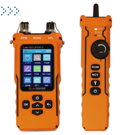 Кабельный тестер с измерением длины, трассировкой кабельных линий, измерением оптической мощности и определением POE, цветной